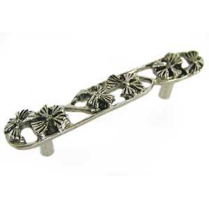 Emenee OR161-ABS Premier Collection 3 Open Flower Handle 4-1/4 inch x 1/4 inch in Antique Bright Silver Bloom Series